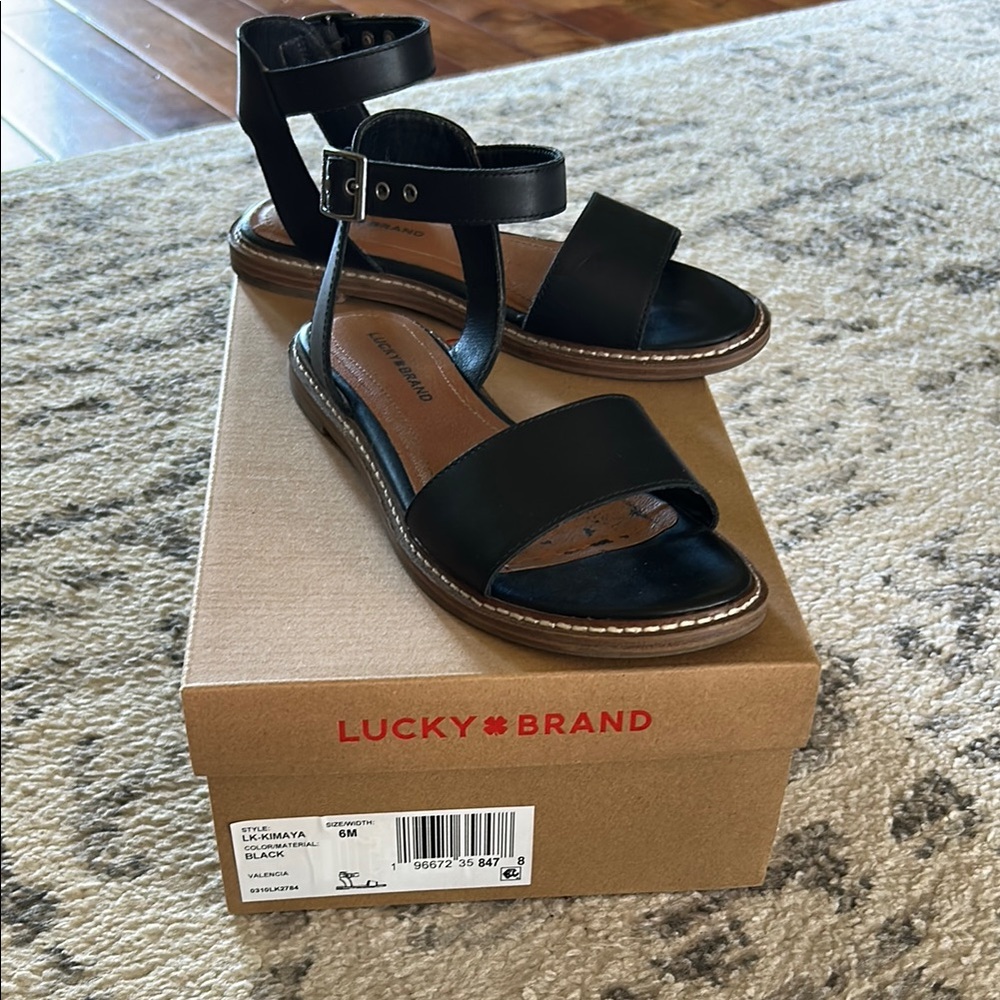 Lucky Brand Black Sandals with Adjustable Ankle Strap